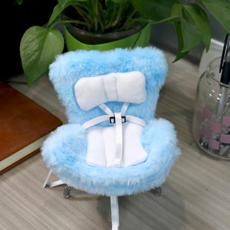 Walant Doll Car Seat Compatible with Labubu, Chair for 10-17cm Dolls - Adjustable Safety Strap, Air Vent Clip & Desktop Stand, Soft Cushion, Cute Car Ornament Gift for Collectors & Fans (Blue Ombre) - Image 2